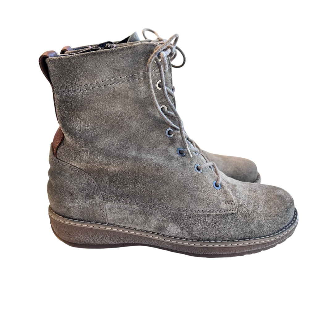 Waldläufer Inka Hoja Grey Nubuck Leather Women's Ankle Boots US 8.5